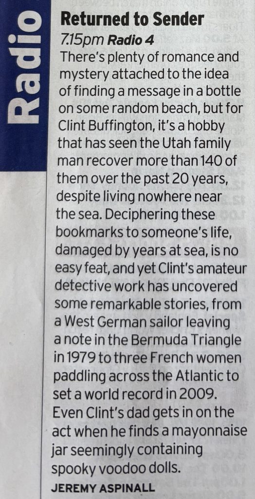 Returned To Sender in the Radio Times