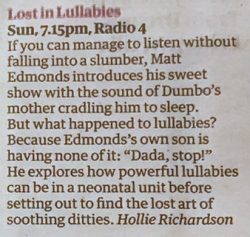 Lost in Lullabies review from the Guardian Lost in Lullabies review from the Guardian